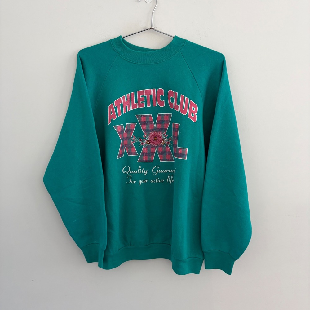 Vintage Athletic Club XXL Graphic Sweatshirt Teal Green XL